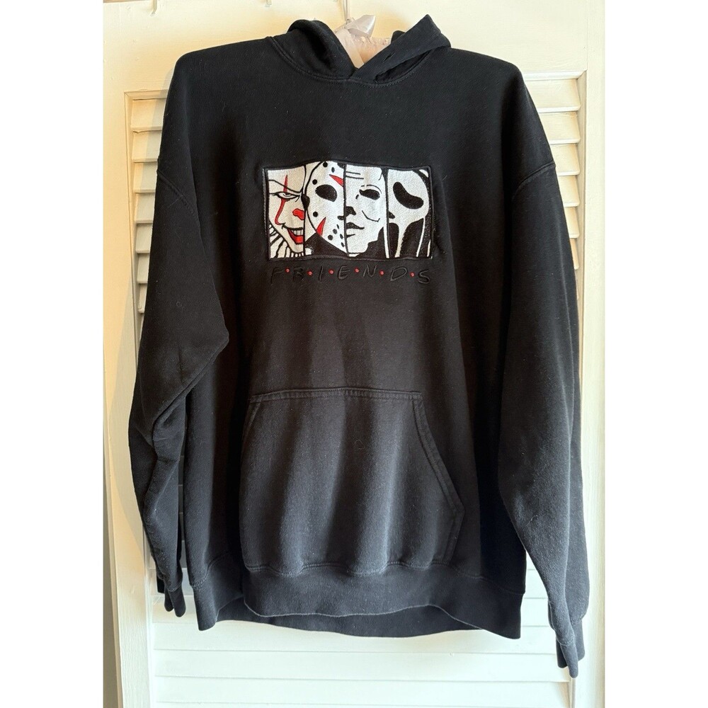 Halloween Horror Friends Hoodie Sweatshirt L Pennywise Jason Michael Ghostface